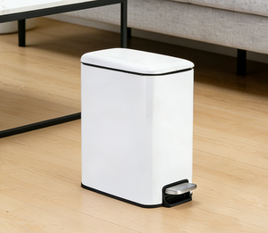 Poubelle rectangulaire blanche à pédale <span class=keywords><strong>avec</strong></span> cadre en fer, bac intérieur multi-usages <span class=keywords><strong>avec</strong></span> finition thermolaquée pour le recyclage en cuisine - Product Image 6