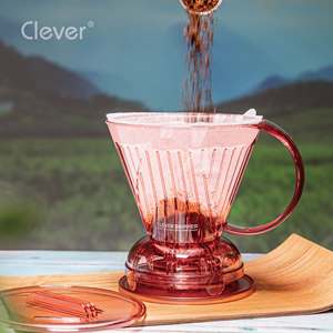 Cafetera de café de preparación manual, trapezoidal, rosa translúcido, libre de BPA, popular entre las boutiques minoristas y cafeterías. - Product Image 3