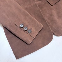 Blazer en daim et peau de mouton personnalisable pour femme, avec grand revers en V, idéal pour les tenues de soirée et sociales