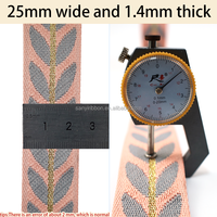 Cinta Jacquard de Hoja Dorada de Alta Calidad, 2.5cm de Ancho, Poliéster Duradero para Cinturones, Proyectos DIY y Accesorios para Bolsos