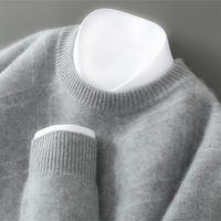 Pull à manches longues en laine pure à 100% pour homme, col rond, mode décontractée automne-hiver, logo personnalisé, OEM ODM