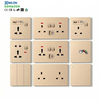 XIMLON Interrupteur mural en plastique doré de haute qualité 13A norme britannique avec ports USB pour la maison et le bureau