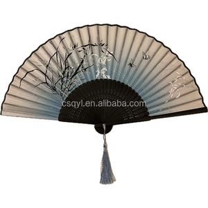 Bamboo Folding <b>Fans</b> Handheld Folk Art Painted Silk <b>Fans</b> for Party <b>Wedding</b> Wall Decoration Business Gifts - Product Image 5