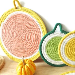 Sous-verres ronds en corde de coton, isolants, épais, antidérapants, résistants à la chaleur, pour la cuisine et l'artisanat - Product Image 5