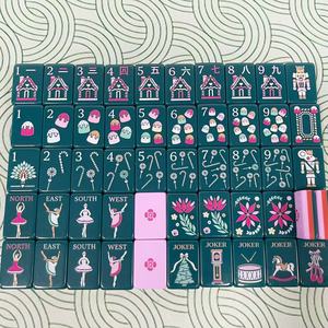 Nouvel arrivage : Jeu de Mahjong américain imprimé UV avec faces bleu sarcelle foncé et dos lavande pour les réunions de famille en vacances - Product Image 2
