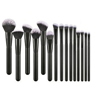 Juego de 15 Brochas de Maquillaje de Alta Calidad con Logotipo Privado YRX, Brochas Profesionales para Ojos, Rostro y Base, Mango de Madera, Color Negro - Product Image 5