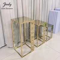 JINDY Ensemble de supports à gâteaux pour fêtes de mariage, socle doré pour table de desserts et événements festifs