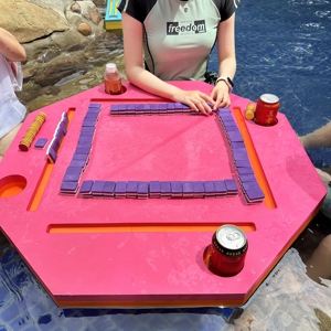 Tapis flottant octogonal pour Mahjong avec porte-gobelets, en <span class=keywords><strong>EVA</strong></span> rose, plateau de jeu aquatique pour fêtes au bord de la piscine et divertissements aquatiques - Product Image 3