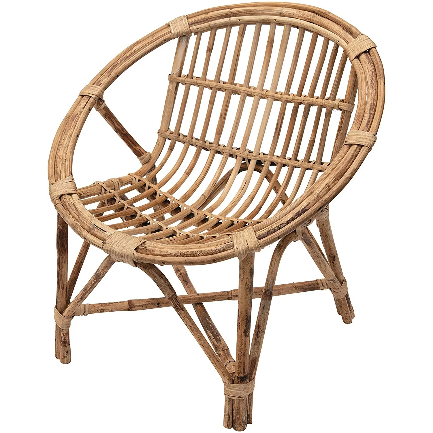 El dokuması Rattan doğal sandalye oturma odası için mükemmel bohem ev dekor Armhair ile koltuk minderi