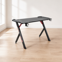 Meilleur prix, table d'ordinateur en bois et métal en forme de L, bureau de jeu personnalisable noir avec LED et fonctions extensibles, utilisation domestique