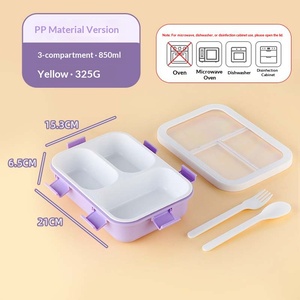 Boîtes à lunch avec compartiments, boîtes à lunch compatibles avec les fours à micro-ondes, boîtes à lunch carrées avec couverts - Product Image 5