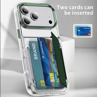 Funda Transparente Antiamarilla a Prueba de Golpes para Teléfono Móvil con Ranura para Tarjetas Plegable de Colores para iPhone 15 16 17 Pro Max