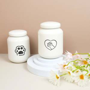 Urnas funerarias de cremación de cerámica con patrón de hueso estampado de pata de perro mascota con logotipo personalizado blanco superventas al por mayor - Product Image 3