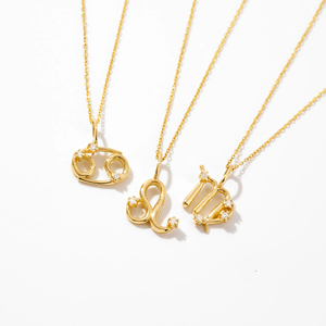 Collier Signe Astrologique en Or 18 carats et Zircon Cubique pour Femme, Colliers Tendance en Argent S925 Anti-ternissement, Collier Zodiaque <span class=keywords><strong>Personnalisé</strong></span> - Product Image 1