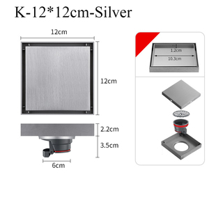 OEM Stainless Steel Modern Simple Brushed Square Hidden Tile-Embedded Odor-Proof Standard Size Floor Drain - Product Image 1