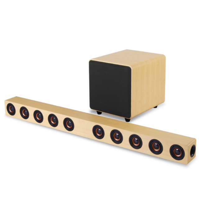 2.1 Channel Sound bar with 6" Wired Subwoofer Optical TF Card USB AUX Input Coax Works with TV and Home Theatre System
