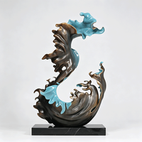 Sculpture de sol abstraite en forme de vague, grande statue d'art en aluminium moulé pour hall d'hôtel, bureau de vente, décoration intérieure, taille et couleur personnalisées