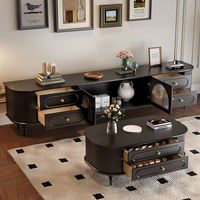 Meuble TV en bois massif rétro français, table basse combinée, style simple et moderne, petit salon, meuble TV sur pied peint