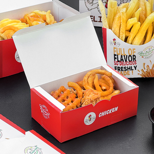 Custom Design Chicken Wing Tray Hot Dog Hamburger Snacks and Fries <strong>Box</strong> for Food Paperboard Material - Product Image 5