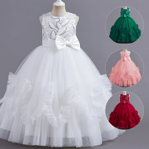 Vestido de Niña <span class=keywords><strong>2022</strong></span>, Nuevo Vestido Largo de Princesa con Encaje de Flores, para Cumpleaños, Comunión, Fiesta, Boda, de 4 a 14 Años - Product Image 1