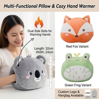 Coussin chauffe-mains personnalisé en peluche, doux et rembourré, motif animal mignon (ours, chat, renard), coussin de sieste, poupée, cadeau d'hiver pour enfants