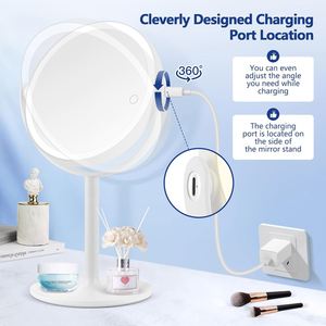 15X <b>Makeup</b> Magnifying Silver Finish Desktop <b>Vanity</b> <b>Mirror</b> Touch Screen Double Adjustable Brightness 3 Color LED Lights <b>Mirror</b> - Product Image 2