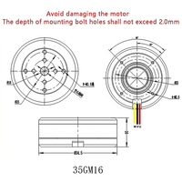 Moteur brushless à rotor externe à arbre creux 35GM16 7.4-24V 0.078Nm alésage 4mm pour articulation robotique, LiDAR, cardan médical et automatisation