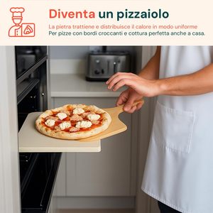 Pietra Refrattaria Avilia con Paletta Inclusa, Resistente a 800°C, per Cottura Uniforme <span class=keywords><strong>e</strong></span> Croccante di <span class=keywords><strong>Pizza</strong></span> Fatta in Casa, Barbecue <span class=keywords><strong>e</strong></span> Forno - Product Image 5