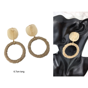 Nuovi Orecchini da <span class=keywords><strong>Donna</strong></span> in Legno con Design Geometrico, Perle di Bambù Verdi, Conchiglie e Rattan, in Lega di Zinco, con Sacchetto OPP - <span class=keywords><strong>Foto</strong></span> - Product Image 6