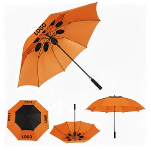 Wholesale Custom Logo Manual Pongee Windproof Rainproof UPF50+ Straight Golf <b>Umbrella</b> for Men Women with Large Canopy - Product Image 1