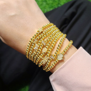 BC1407 — bracelet Mini minimaliste en diamant plaqué or 18k, Micro pavé CZ, ancre de cœur, étoile papillon, breloques à main, en forme de boule, - Product Image 5