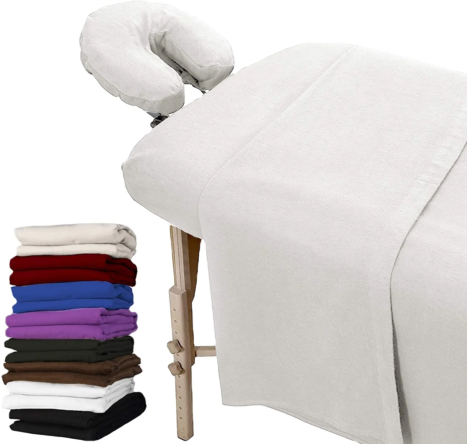 Ensemble de draps de Table de Massage en flanelle 3 pièces-couverture de lit Facial en coton doux-comprend des draps plats et ajustés avec couverture faciale