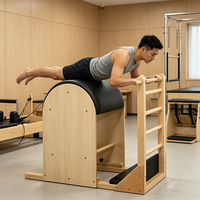 Appareil de Pilates de Luxe pour la Maison, modèle Ladder Barrel, en Cuir PU, avec Cadre en Bois Massif en Option, pour le Remodelage Corporel et l'Entraînement en Salle de Yoga Familiale