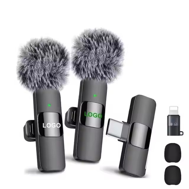 Hot Sale Portable K9 Mini Wireless Lavalier Microphone 2.4G Rechargeable Mic Lapel Lavalier Microphone for iphone Android