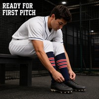 Chaussettes de baseball rayées pour hommes, montantes, avec logo personnalisé, couleurs d'équipe, vente en gros, uniformes d'équipe en vrac