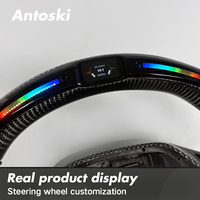 Volant sport pour E208 308 E308 408 E408 508 E508 GT, personnalisé, en daim noir, véritable fibre de carbone, avec écran LED intelligent