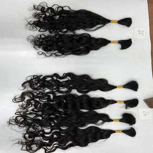 Extensions de cheveux brésiliens non-Remy, vierges, en vrac, à double trame, pré-collées, pointes pleines, ondulations profondes, noir naturel, non traitées chimiquement - Product Image 4