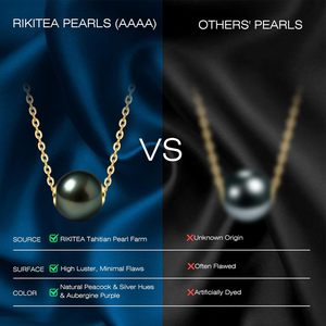 จี้ไข่มุกดำตาฮิติ 9-12 มม. AAAAA รูปทรงกลม โซ่ทอง 18K ของขวัญเครื่องประดับสำหรับผู้หญิง - Product Image 5