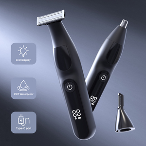 גברים ipx7 קרמיקה עמיד למים גוזם גוף חשמלי קרמי סט עם תאורה הוביל נירוסטה שיער ו גזם - Product Image 3