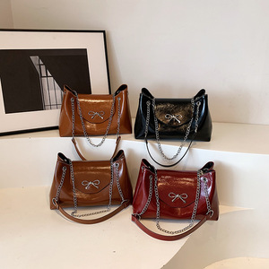Factory Direct Sales 2025 New Korean Pu High-End Black/Red/Coffee/Brown Shoulder <strong>Bag</strong> Fashion Tote <strong>Bag</strong> - Product Image 1