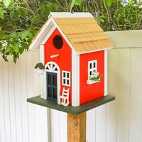 Nichoir à oiseaux coloré suspendu, jardin, maisons de campagne, nichoir à oiseaux, condo en bois rouge