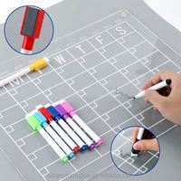 Calendrier magnétique double face personnalisable en acrylique blanc, format contemporain, effaçable à sec, pour réfrigérateur, 2025