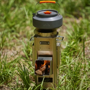 Fornello da campeggio portatile <span class=keywords><strong>a</strong></span> bruciatore singolo in acciaio inox con custodia per il trasporto di <span class=keywords><strong>legna</strong></span> da ardere per escursioni e Picnic - Product Image 3