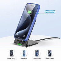 Chargeur sans fil magnétique rapide 15W à vente chaude, support de charge personnalisé avec logo, chargeur de téléphone portable PD, port Type-C, sortie 5V/1A, entrée 5V/2A