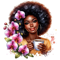 Transferts DTF Femme Noire, Autocollants DTF Prêts à Presser, Décalcomanies DTF Personnalisées pour Femme Noire, Autocollant de Transfert Thermique