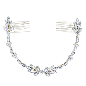 <span class=keywords><strong>Peigne</strong></span> <span class=keywords><strong>à</strong></span> <span class=keywords><strong>cheveux</strong></span> fleur en cristal Offre Spéciale <span class=keywords><strong>à</strong></span> la mode fait <span class=keywords><strong>à</strong></span> la main en métal doré ornement chaîne Flexible peignes de mariée pour les Couples pour anniversaire de bal - Product Image 2