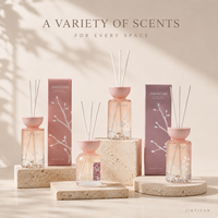 Diffuseur à bâtonnets personnalisé 200 ml, Parfum d'ambiance Pêche Rosée, Marque privée, Achat en gros OEM pour Cadeau, Commerce de détail, Boutique, Hôtel et Spa