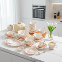 Chinesisches Vintage Blumenmuster Keramik-Tassen- und Geschirrset Servierteller für Desserts und Abendessen für Hochzeiten und Events