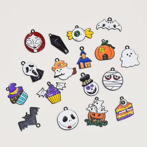 Abalorios de aleación de zinc con efecto de goteo de aceite para Halloween, suministros para la fabricación de joyas DIY, decoraciones para fiestas, colgantes para llaveros, venta al por mayor - Product Image 4