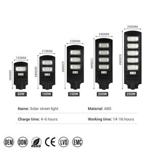 Lampe solaire tout-en-un pour extérieur, éclairage de rue, lampe ABS IP65, éclairage LED pour route et jardin, 50W-250W - Product Image 2